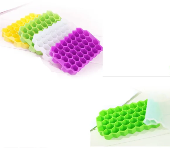 DIY custom silicone ice cube trays molds silicone 37 pieces honey comb ice with lids
