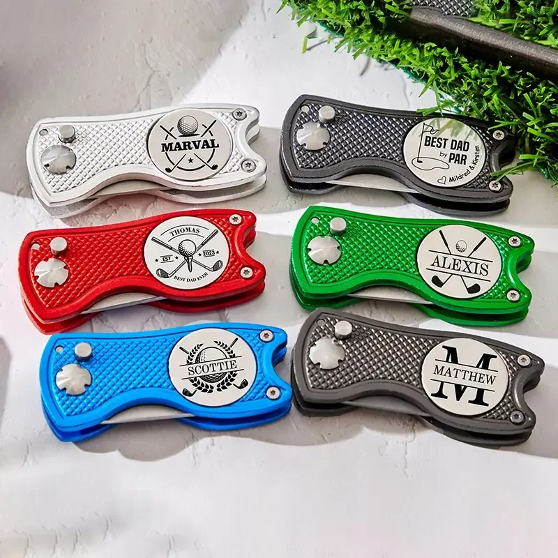 Magnetic Stainless Steel Foldable Divot Pop-up Button Golf Ball Marker Tool Convenient Pop-up Golf Repair Tool Golf Towel