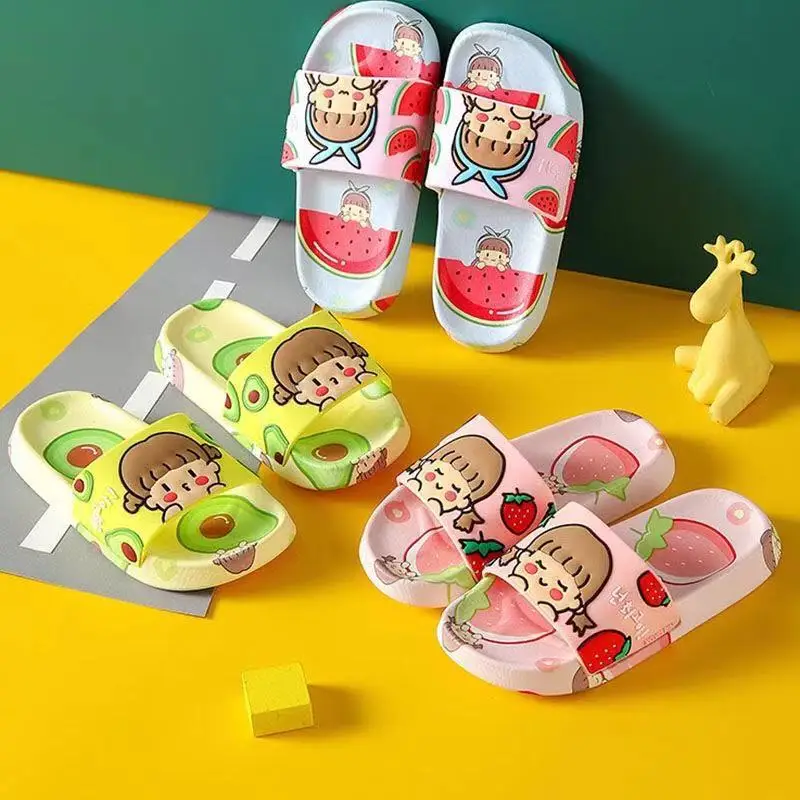 Footwear wholesale PVC Children sandal Slippers Summer girls Crystal Diamond Bling Rainbow Slides Beach Sandals PVC kids Shoes