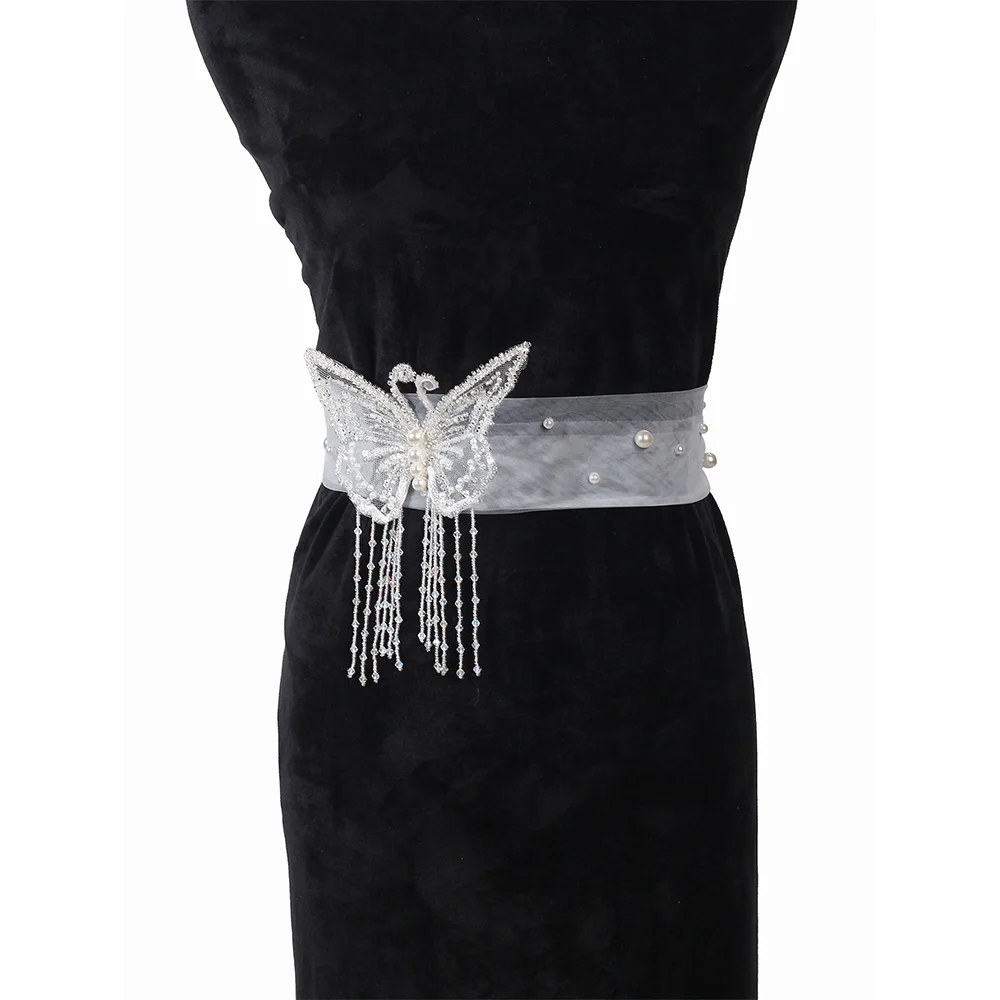 Handmade Custom luxury crystal waist belt wedding flower rhinestone applique belt Wedding Bridal Dress Accessories