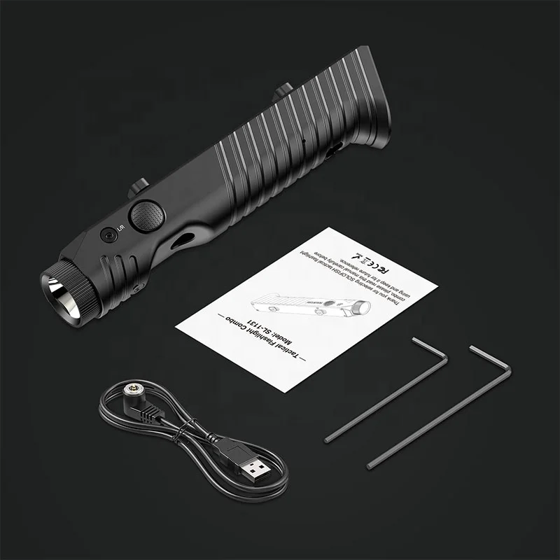 Bright Tactical Light 1450 Lumens Tactical Flashlight with Green Beam Magnetic Rechargeable Beam Light Combo
