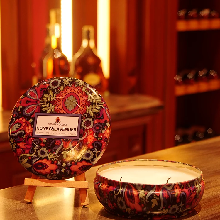 Customized wholesale eco friendly luxury scented tin candles with box