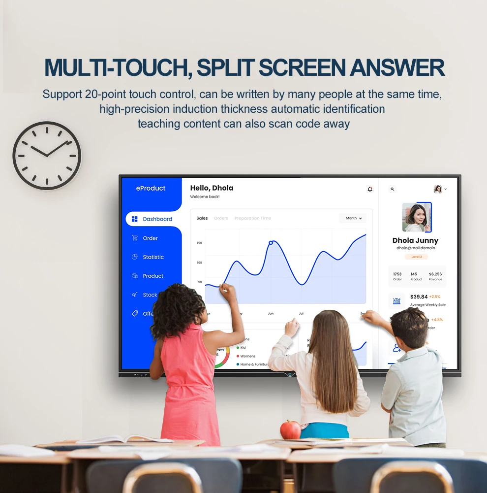 55 65 75 85 86 98 100/110 inch big screen lcd touch  interactive whiteboard ODM/OEM portable interactive whiteboard device