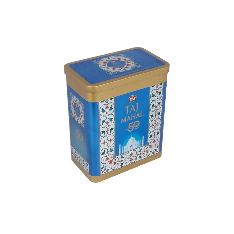 Rectangular Metal Tea Storage Tins with Hinge Lid Tea Storage Pack Tin Can