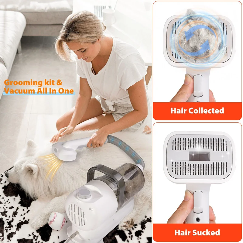 Multi functional pet vacuum cleaner pet grooming kit hair trimmer suction device hair clippers all-in-one machine for dog cat