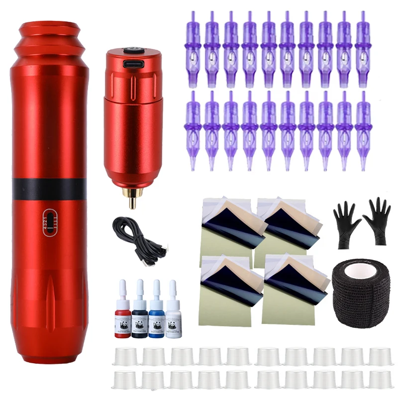 V6 Rocket Rotary Wireless Tattoo Machine Kits Power Supply Full Complete Tattoo Pen Machine Kit for Body Eyebrow Eyeliner Lip