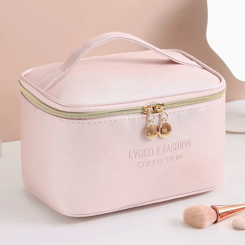 2022 Large Women Cosmetic Bag Organizer Beauty Case PU Leather Waterproof Zipper Make Up Bag Travel Makeup Bag
