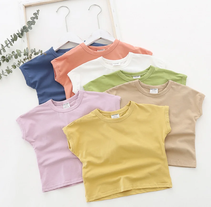 
2020 new style pure color factory direct simple design t-shirt baby kids 