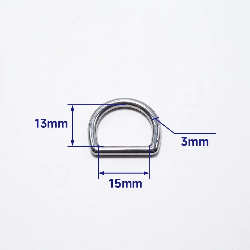 304 Stainless Steel 10mm 12mm 15mm 16mm D Ring Dog Collar Hardware Buckle