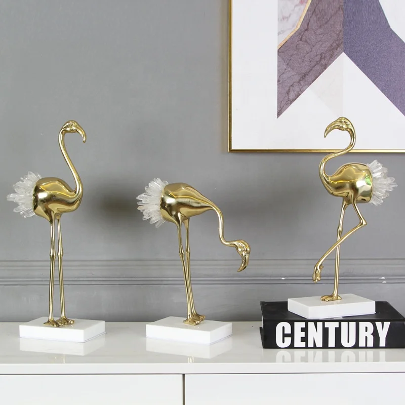 Creative TV Cabinet Home Decoration Office Crystal Flamingo Table Home Decor  crystal home decoration