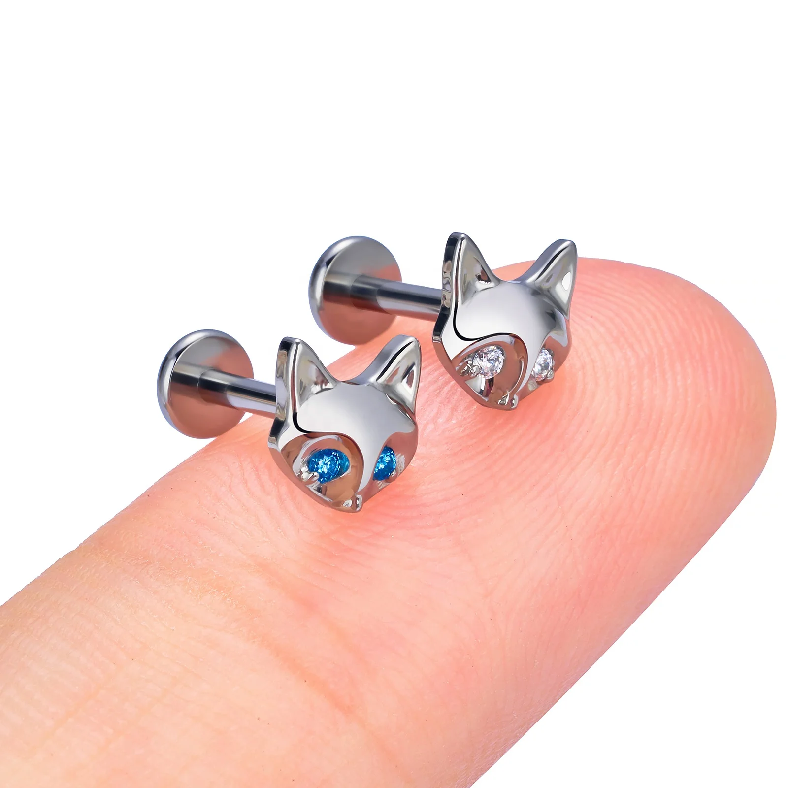 G23 Titanium Piercing CZ Gem Internally Threaded Labret Monroe Lip Ring Tragus Nail Helix Earring Stud 16G Body Jewelry