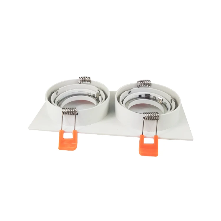 Foshan Adjustable Rectangle Aluminium Recessed Spot Downlight Double Head LED Housing for GU10 MR16 Light