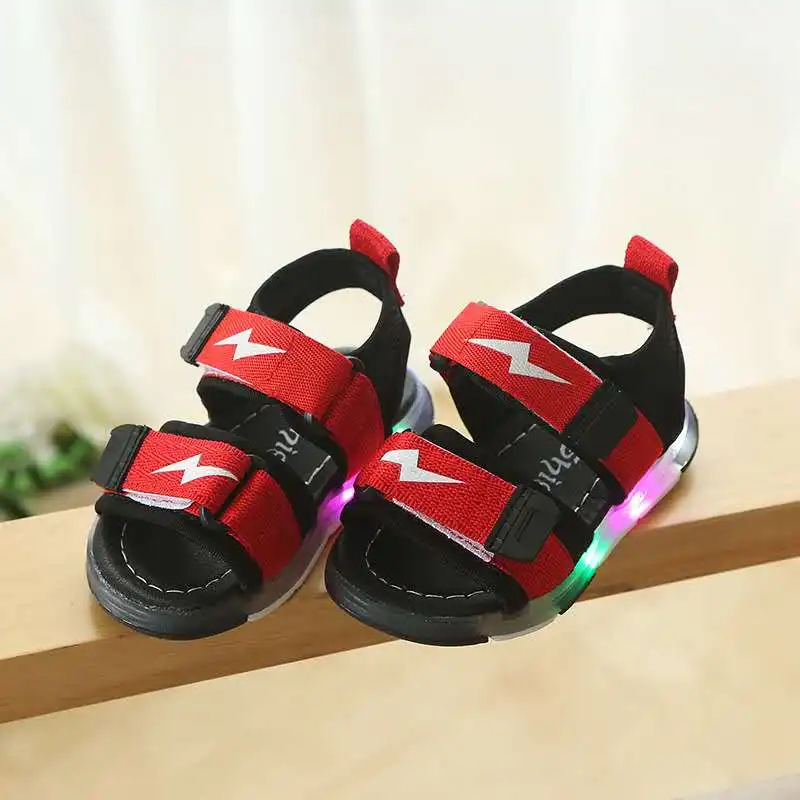 Boys Summer Beach Sandals Kid Fashion Breathable Sports LED Sandals Shoes