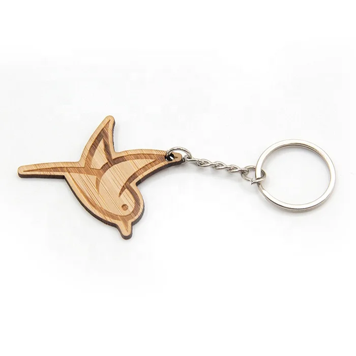 Best Selling Custom Wooden Keychain Key Ring Bird Shape Wood Keyring