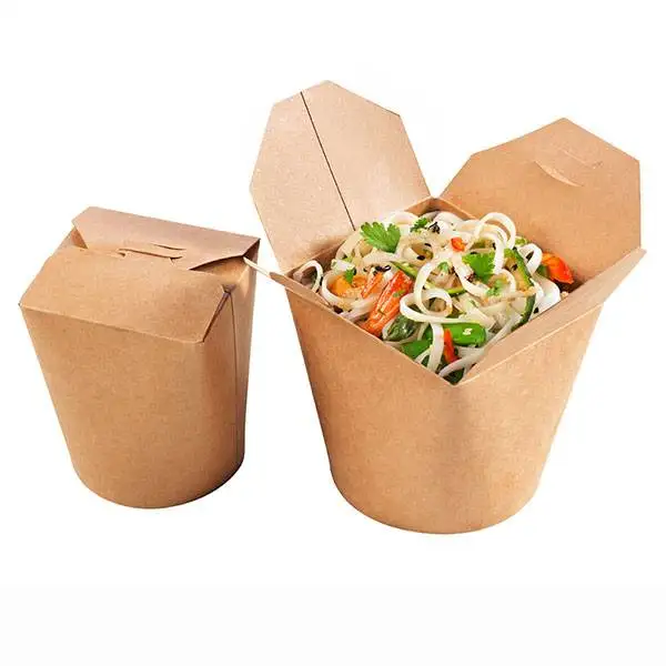 Chinese custom 26oz disposable takeaway noodles packaging boxes kraft paper noodle box