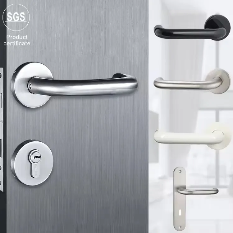 304 stainless steel/black interior tube hollow level door handle square round handles