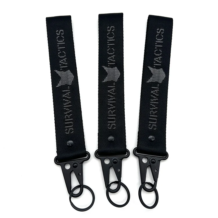 YYX Custom Jacquard Nylon Keychain Nylon Webbed Carabiner Hook Keychain Short Strap Lanyard Personalized Jacquard Keychain