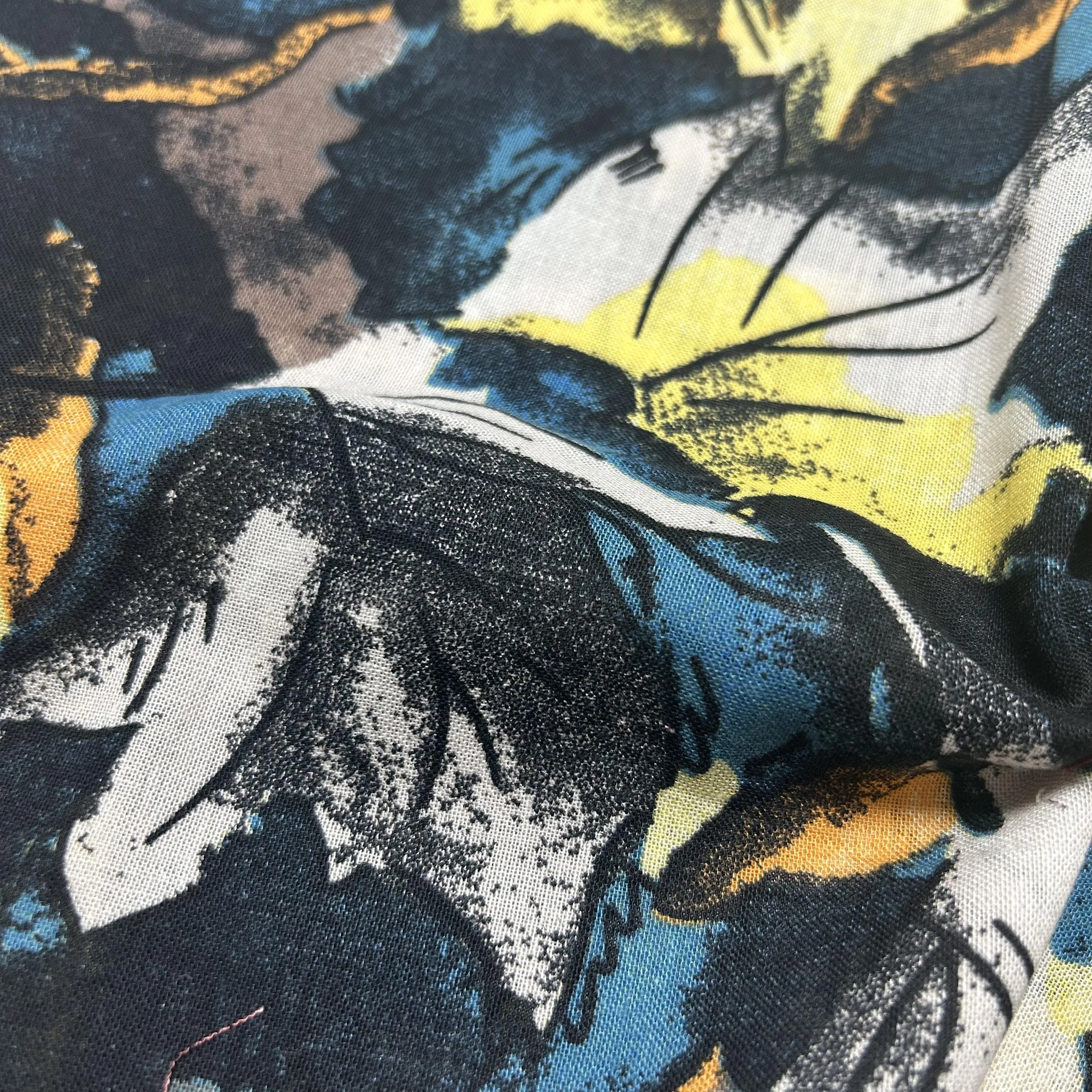 High quality soft feeling Muti-colored Italian design  ramie cotton print fabric for lady clothing