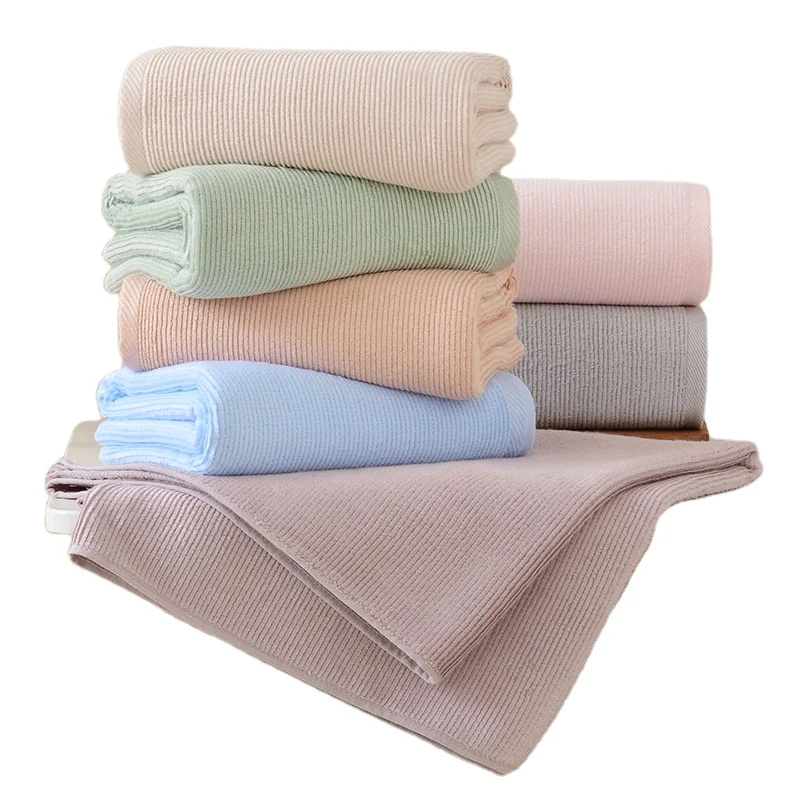 Environmentally Friendly  Bamboo Towel  Plain Simple Horizontal Stripe Bamboo Fiber Bath Towel Set Antibacterial Bamboo Towel