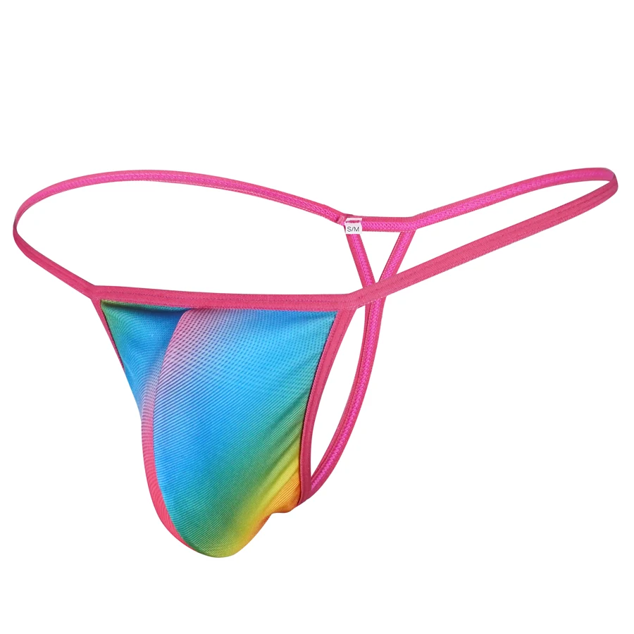 Rainbow Color Mens Thongs G-strings Gay Men Underwear U Convex Design Nylon Sexy Panties male Jockstrap