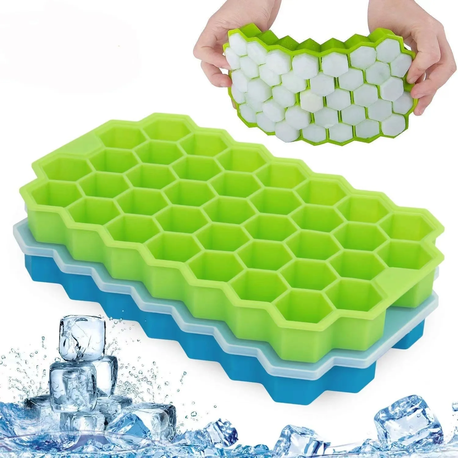 37 Grids Honey Comb Ice Mold Children Ice Cube Trays With Lid Square Cube For Kitchen Bar Accessories