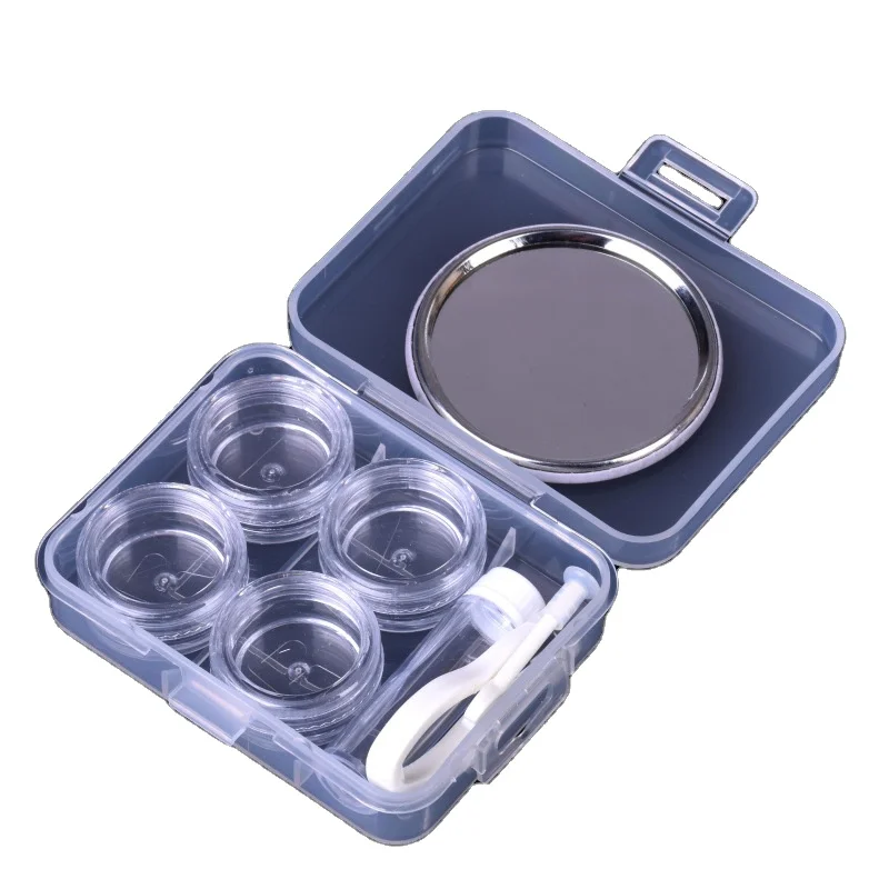 Customizable Cartoon Letter Contact Lenses Case Boxes 2 Pairs Travel kit Portable Contact Lens Cases with Mirror