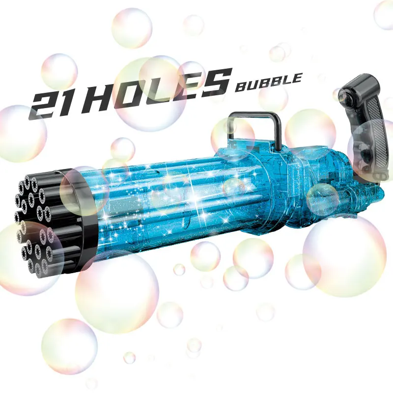 
upgrade 21 holes Gatling Bubble Machine Electric Bubble Gun Outdoor Toys Automatic Bubble Maker Machine 