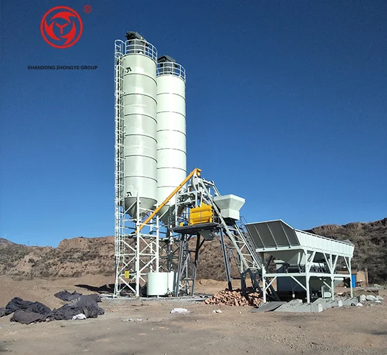 35-75m3 Mobile Ready Mix Concrete Batching Plant cheaper cost concrete mixing plant cement silo cement mixer screw conveyor