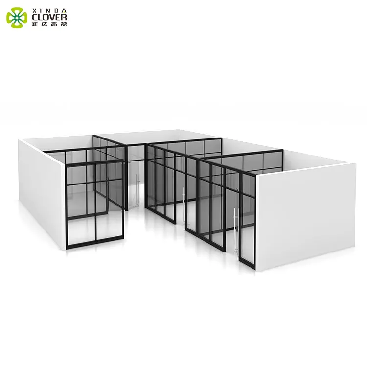 Модульная стеклянная перегородка для офиса с потолочным креплением