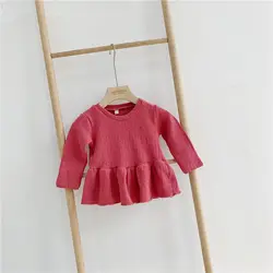 Оптовая продажа, детская модная одежда, осенний дизайн, вязаная рубашка для девочек
