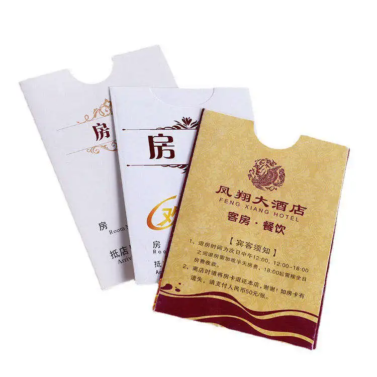 Custom Logo Printing Hotel Paper Key Card Room Key Holder Sleeves Envelope Greeting Card