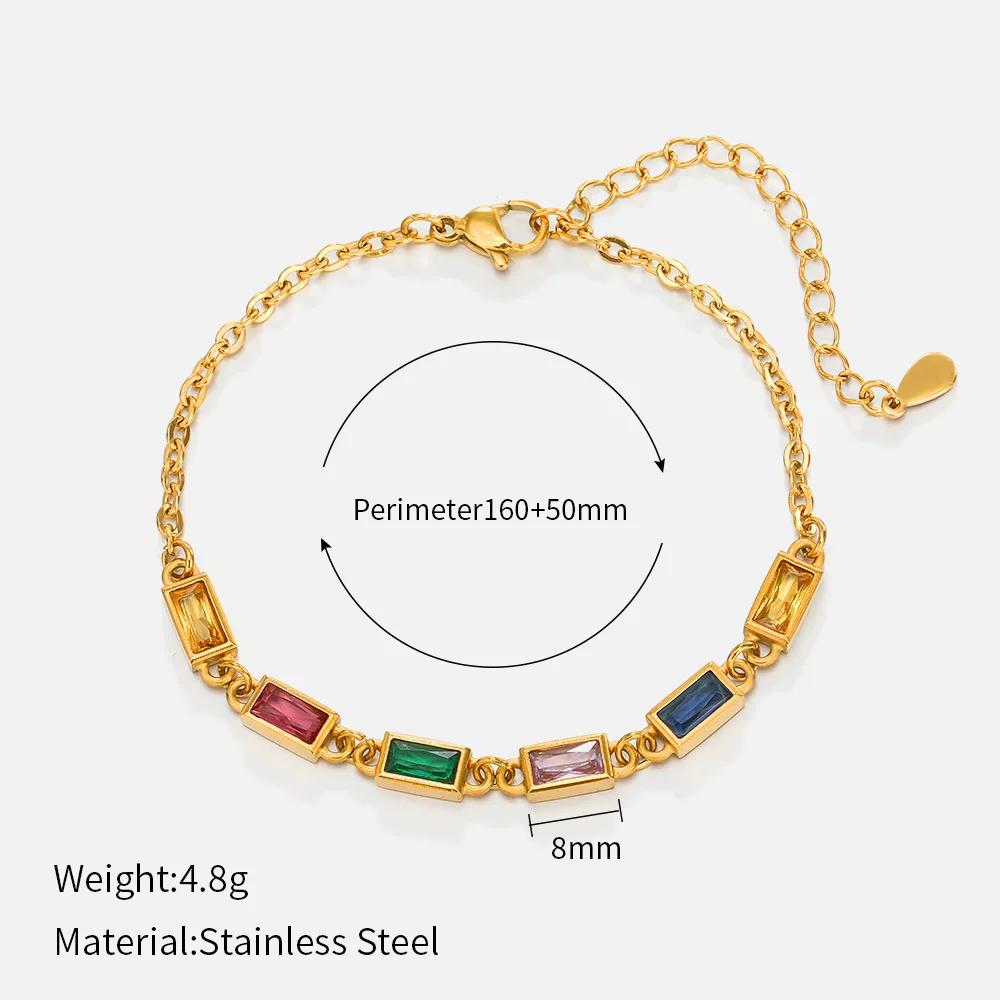 Best Seller Colorful Crystal Inlaid Stainless Steel Gold Plated Fashion Adjustable Women Bracelet Jewelry