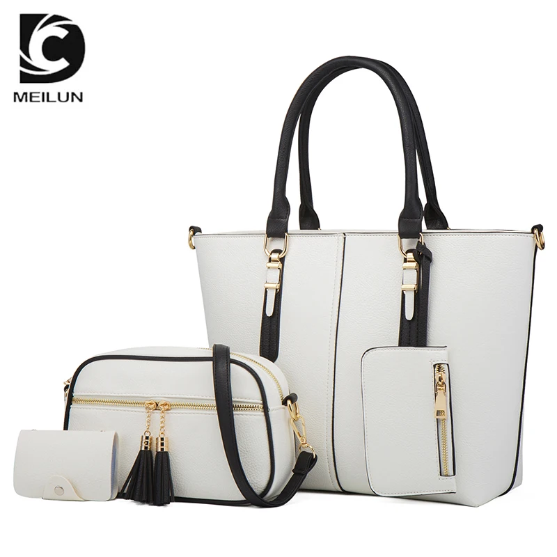 Trending 2021 new style lady shoulder bag 4 in 1 tote bag set Female Purse Designer pu Leather Women Handbags Set