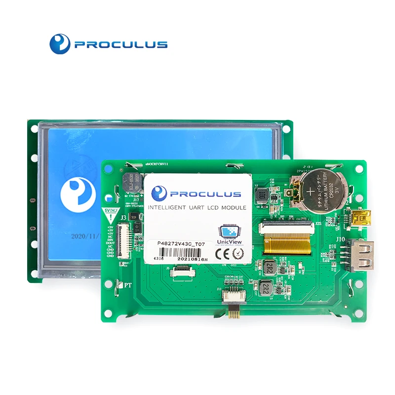 Proculus 4.3 inch China uart module RS232 graphic lcd hmi touch screen lcd panel controller board for smart home
