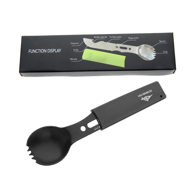 Spoon Set Stainless Steel 7 in 1 Multifunctional Camping Tableware for Camping