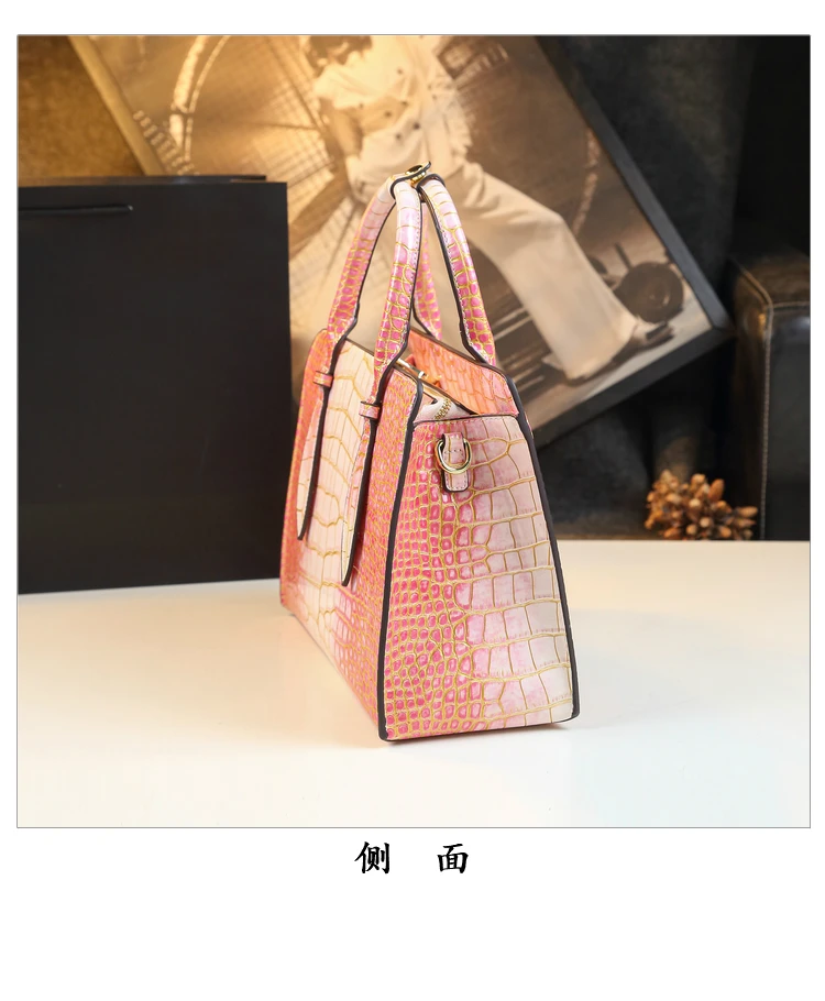 new arrival popular crocodile print  handbags ladies with scarf decoration high quality alligator leather bags manufacturers