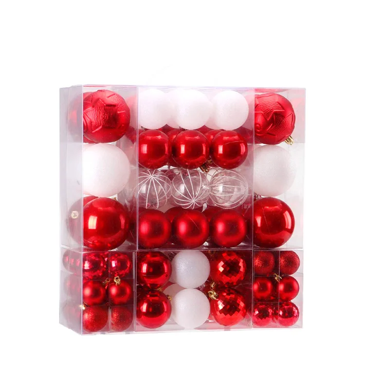 
 40-168mm 125pcs red and white mixed Christmas plastic balls indoor Christmas tree decorations  Weihnachtskugeln palle di Natale  