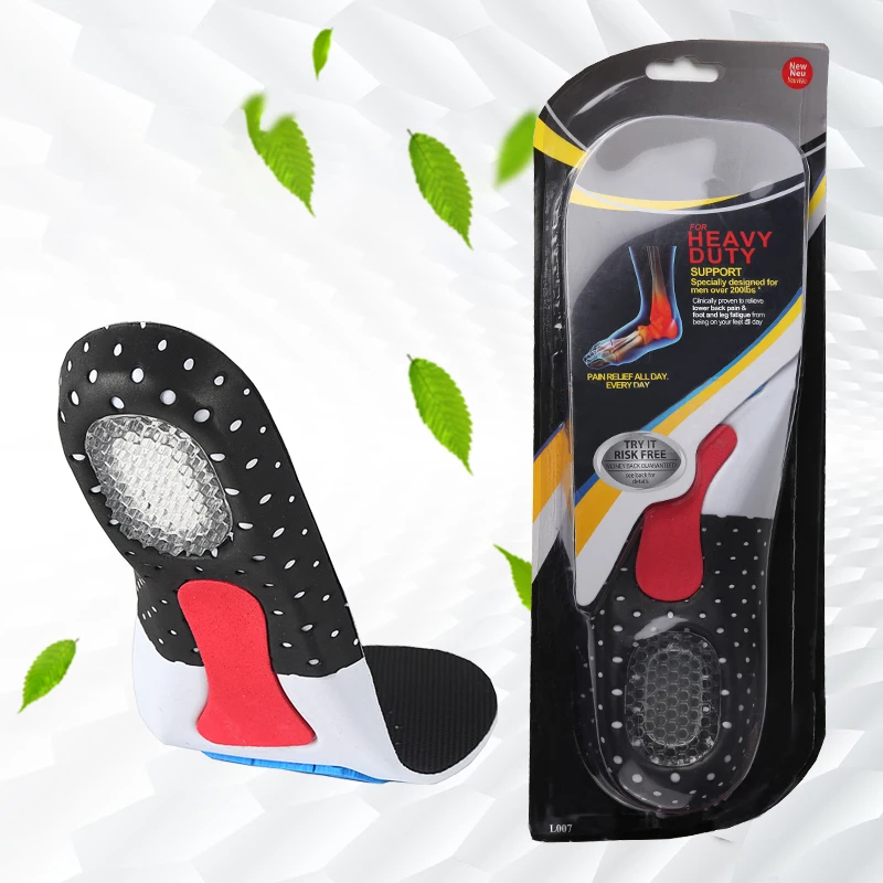 Shock Absorb Sport Shoe Insoles with TPE Gel Heel Cushion to Protect Heel and Relief Plantar Fasciitis