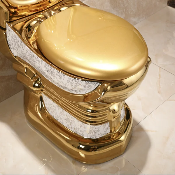 Hot Sale S Trap Golden Sanitary Wares Wc Ceramic Diamond Golden Toilet