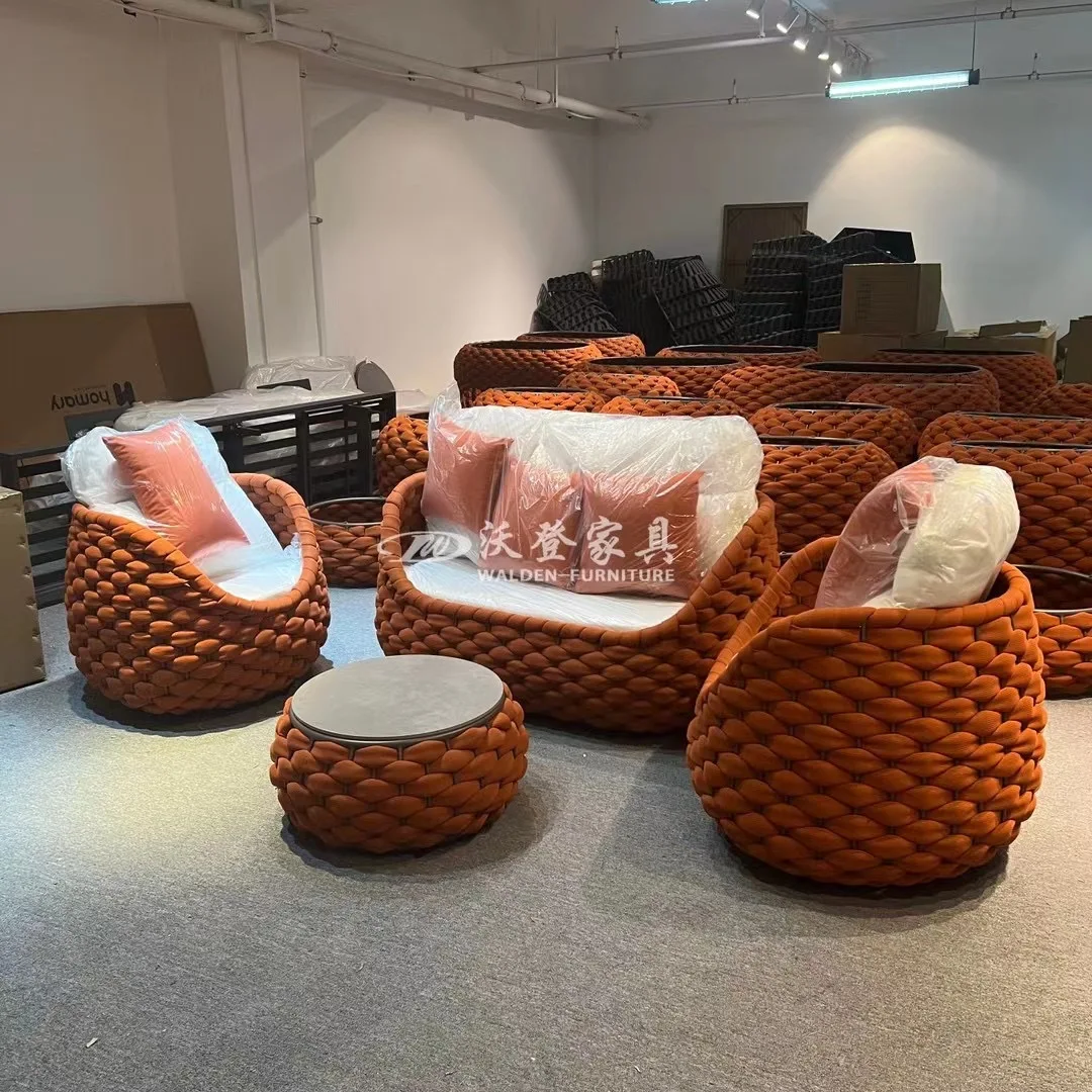 Popular puffy Outdoor furniture set Rope woven sofa garden Furniture