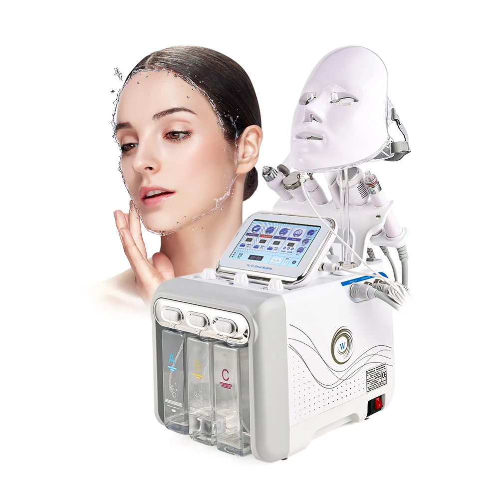 hydra microdermabrasion 7 in 1 oxigen hydro jet peel h2o2 oxygen facial dermabrasion machine with led mask