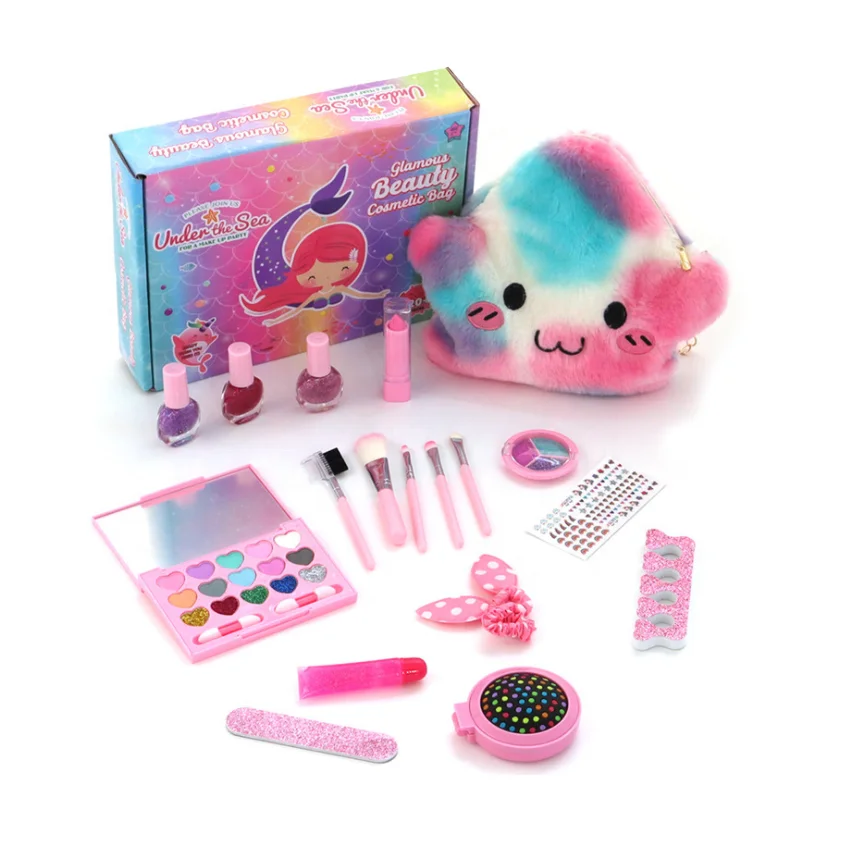 Косметический набор Amazon beauty play игрушки для девочек детские моющиеся ролевых игр макияжа «сделай сам» с лаком ногтей и сумкой