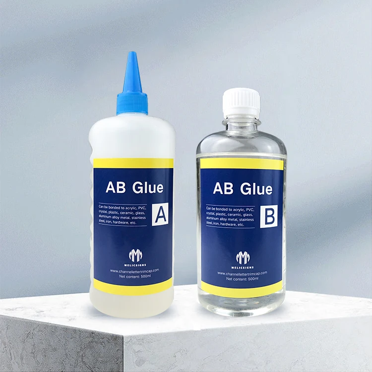 Easy Bonding AB Glue Channel Letter Transparent and Bright 1L A Glue B Glue with 2 Bottles for Free