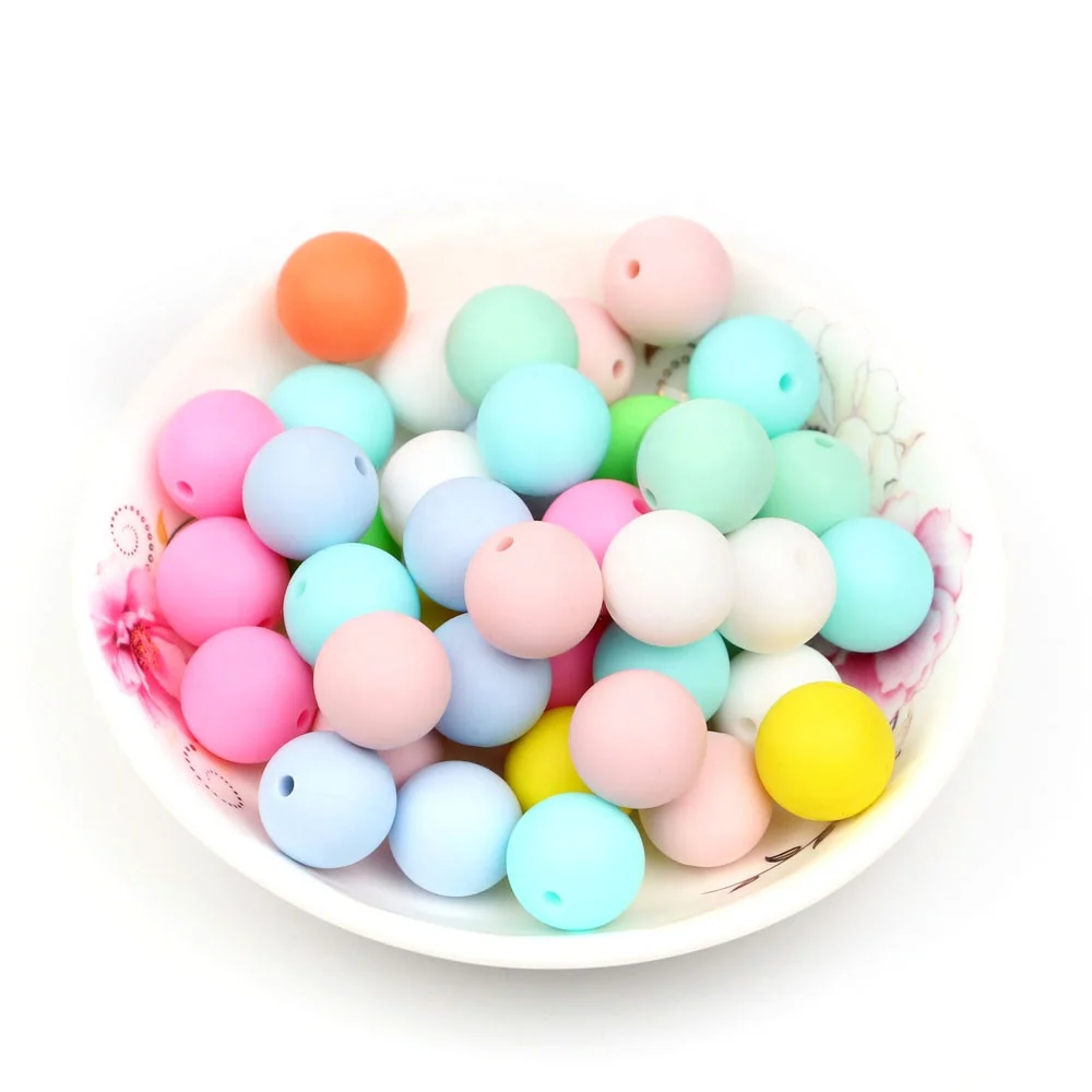 
Wholesale 15mm Soft Round Silicone Beads For Teething Chew Baby Necklace Beads Jewelry BPA Free 