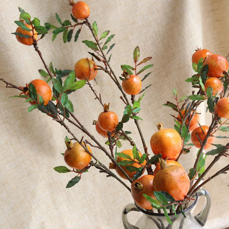 Wholesale Indoor artificial pomegranate decor artificial fruit branches fake fruit