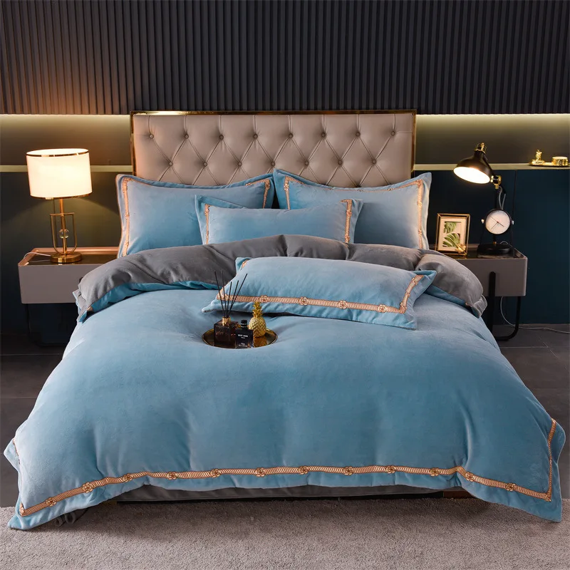 Custom thick wholesale 100 percent cotton egyptian bedding set sheets bedding plush set from china