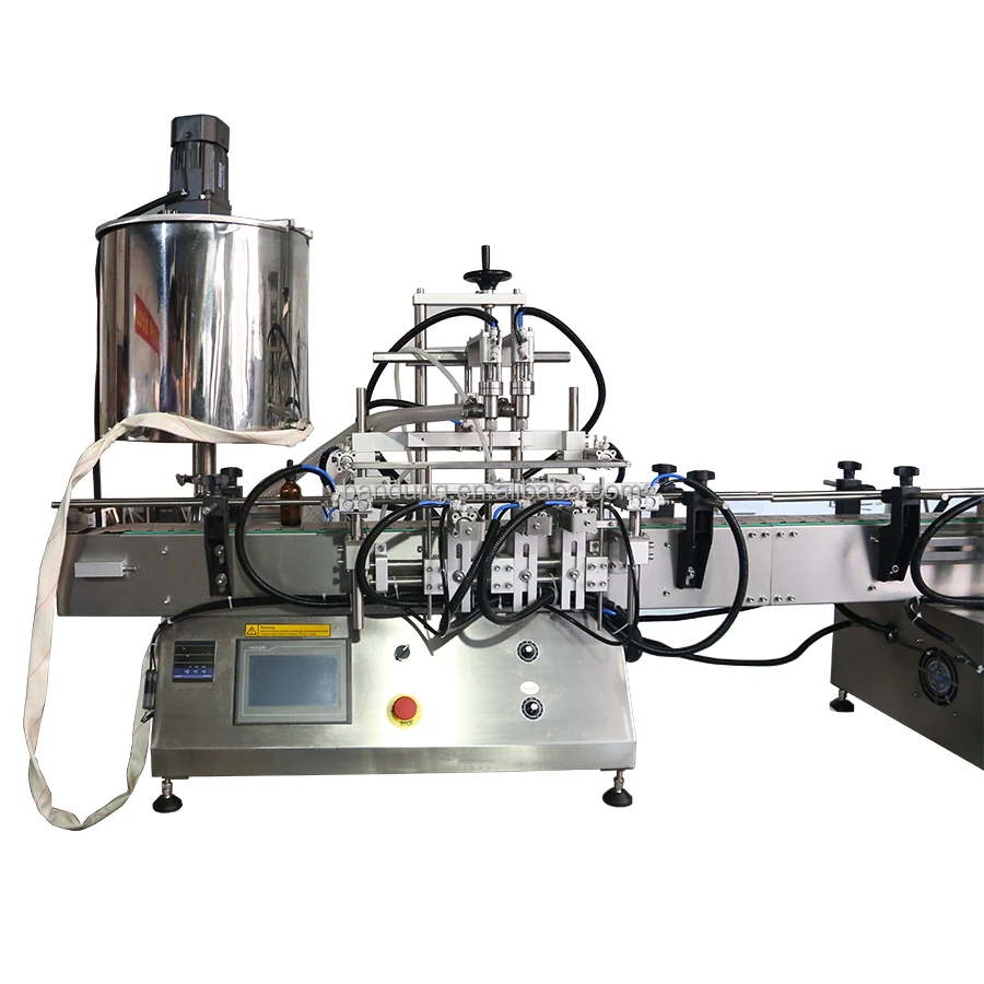 Small Business Tabletop Desktop Automatic 2 Heads Oil Juice Bottle Liquid Filling Capping Labeling Machine