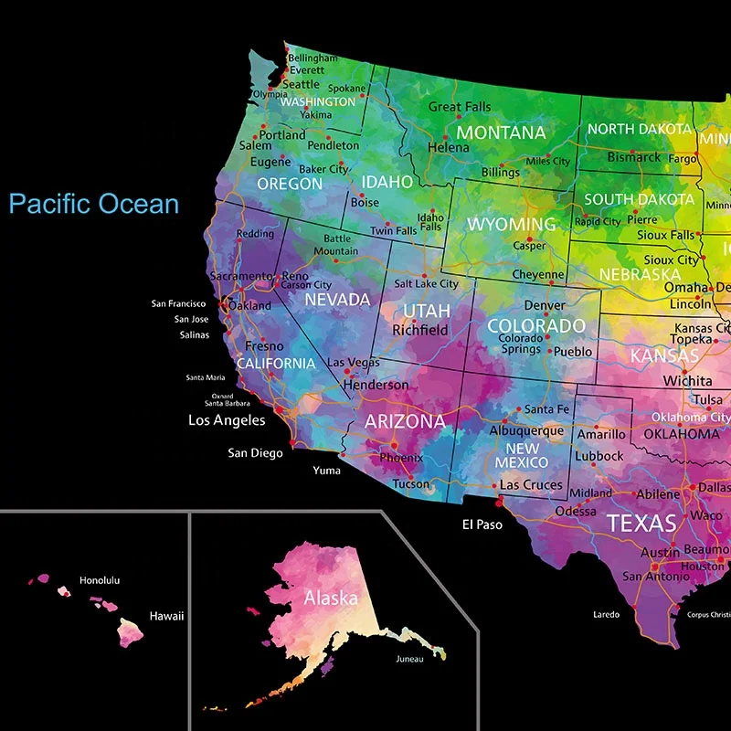 
Wholesale Premium Yellow Foil Stock Scratch Off USA Travel Map With Flags Poster 