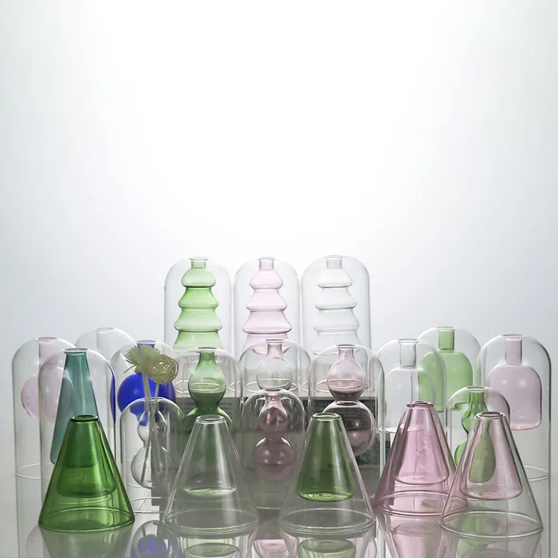 100ml 150ml Luxurious Handmade Double Wall Cone Shape Clear Glass Reed Diffuser Bottle Fragrance Diffuser Vase