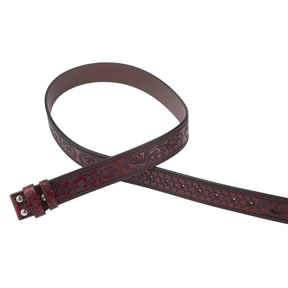 Wholesale Split Leather Belt Strap Personalize Embossed Pattern Western Vintage Belt
